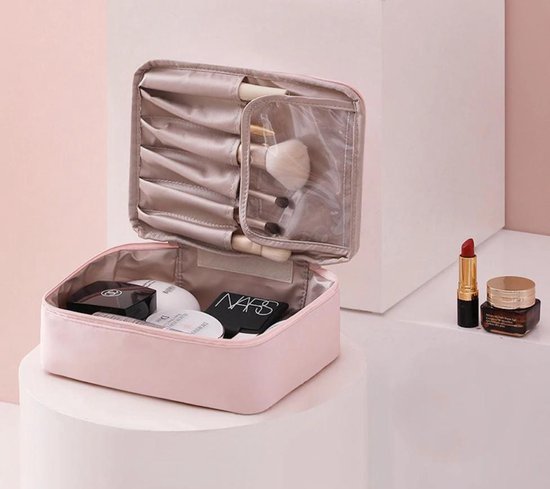 Make up tas - make up bag - roze - lichtroze - pink - reistas make up -  reis toilettas... | bol.com