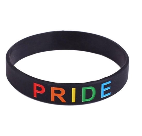 Pride Armband - Gay Pride LGBTQ - Siliconen zwart - 20 cm - 1 stuks - Ardran & Tookar