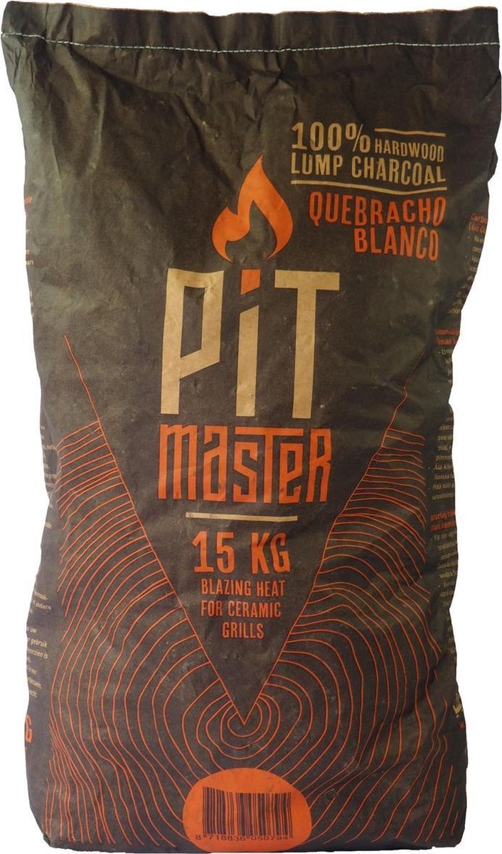 Pitmaster Quebracho houtskool zak 15 Kg + 1 Kg aanmaakwokkels