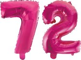 Folieballon 72 jaar roze 41cm