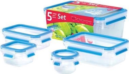 EMSA Clip & Close Rectangulaire Boîte 3,7 L Bleu, Transparent 5 pièce(s)