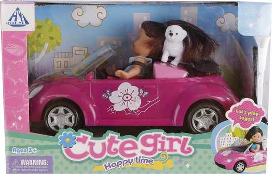 Durven zegen ironie Cute Girl Pop Met Auto Meisjes 21 Cm Roze 3-delig | bol.com