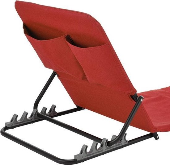 Inklapbare strandmat / strandstoel met rugleuning - ROOD | bol.com