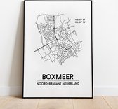 Boxmeer city poster, A4 met lijst, plattegrond poster, woonplaatsposter, woonposter