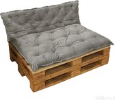 HOOMstyle Mimi palletkussen set fluweel - Loungekussen zit en rug - set 2 stuks- grijs bruin