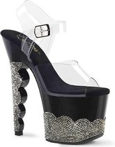 Pleaser Sandaal met enkelband, Paaldans schoenen -36 Shoes- SCALLOP-708-2RS Paaldans schoenen Zwart