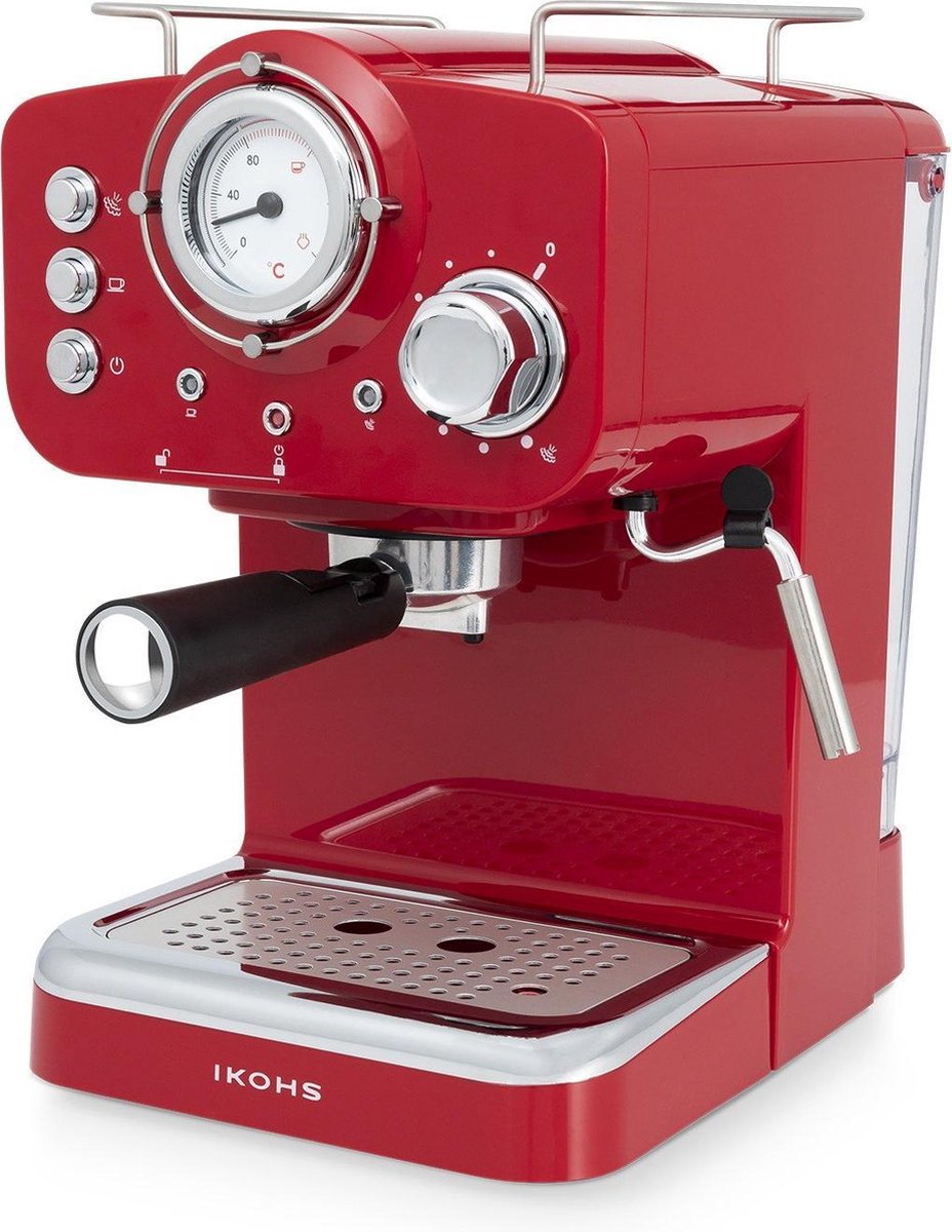 IKOHS Retro Espressomachine Retro koffiezetapparaat Rood