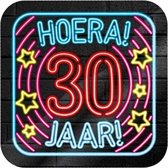 deurbord - hoera 30 jaar - neon kleur - 50x50cm