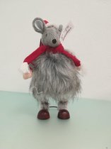 decoratieve rat op een springveer met kerstmuts