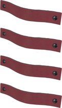 4x Leren handgrepen 'platte greep' - maat S (15,8 x 2,5 cm) - BORDO - incl. 3 kleuren schroefjes (handgreepjes - leren grepen - greepjes - leren lusjes)