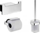 EMCO Loft Toiletset / WC set - 3-delig (Closetborstelhouder met borstel + Toiletrolhouder + Handdoekhaak) - Chroom