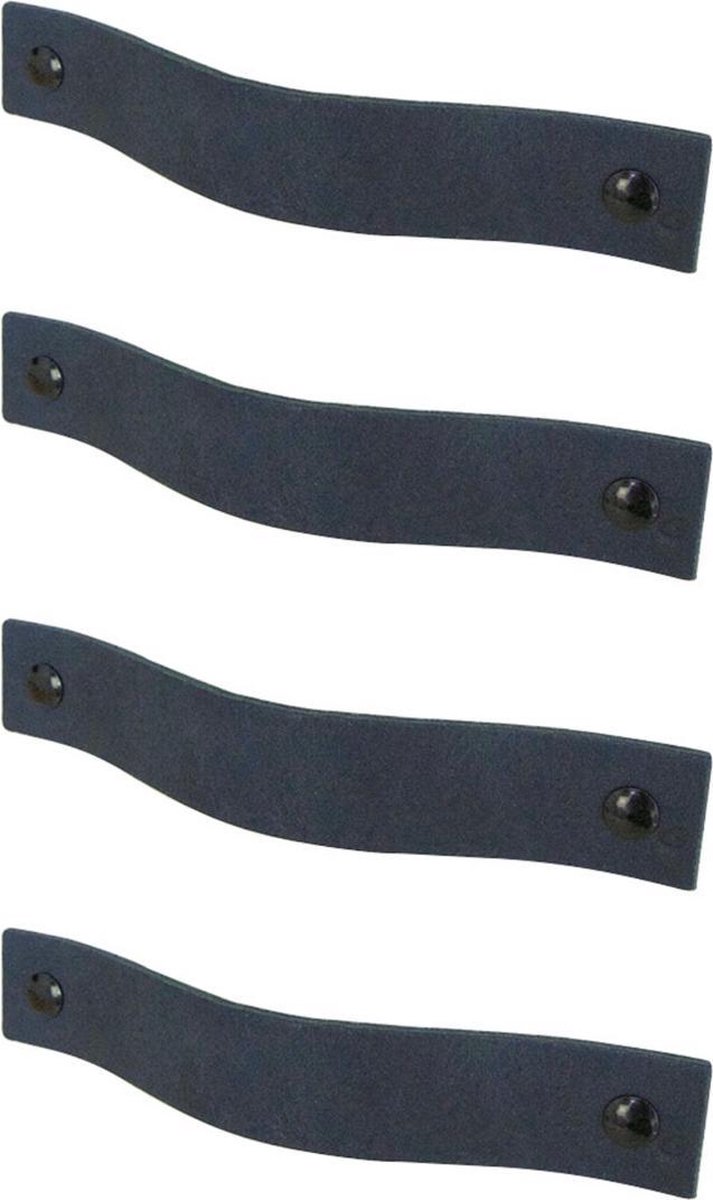 4x Leren handgrepen 'platte greep' - maat S (15,8 x 2,5 cm) - NAVY - incl. 3 kleuren schroefjes (handgreepjes - leren grepen - greepjes - leren lusjes)