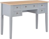 Computer bureau Hout Grijs (Incl organizer) - Computerbureau met lades hout - Werktafel met lades