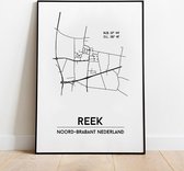 Reek city poster, A4 met lijst, plattegrond poster, woonplaatsposter, woonposter