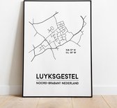 Luyksgestel city poster, A3-formaat (30x40 cm) met lijst, plattegrond poster, woonplaatsposter, woonposter