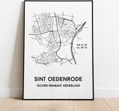 Sint Oedenrode city poster, A3 (30x40 cm) met lijst, plattegrond poster, woonplaatsposter, woonposter