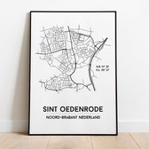 Sint Oedenrode city poster, A4 met lijst, plattegrond poster, woonplaatsposter, woonposter