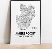 Amersfoort city poster, A4 zonder lijst, plattegrond poster, woonplaatsposter, woonposter