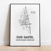 Oud gastel city poster, A4 zonder lijst, plattegrond poster, woonplaatsposter, woonposter