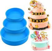 Siliconen bakvormen - Rond - Set van 3 - Taart - Cake - 13cm & 18cm & 20cm - Vaatwasser geschikt - Willekeurige kleur