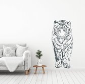 Muursticker Tijger Lopend -  Donkergrijs -  52 x 120 cm  -  slaapkamer  woonkamer  dieren - Muursticker4Sale