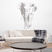 Muursticker Olifant -  Zilver -  60 x 82 cm  -  slaapkamer  woonkamer  dieren - Muursticker4Sale