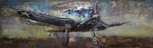 3D art Metaalschilderij - handgeschilderd - vliegtuig - 180 x 60 cm
