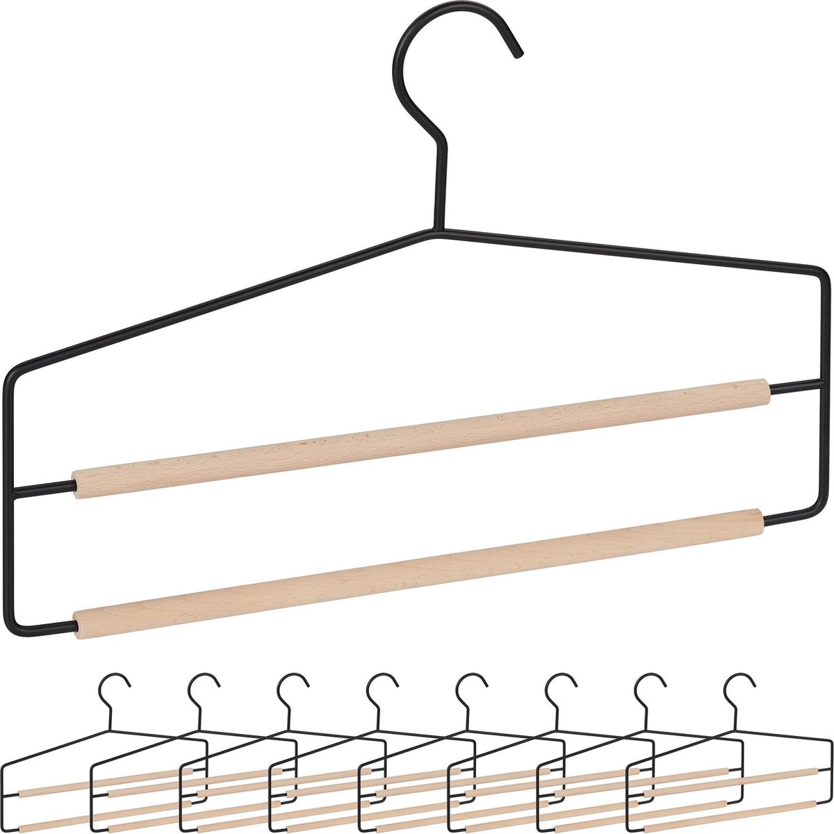 SHIMOYAMA Broekhangers, 5-pack, metalen broekhangers antislip, enkele staaf open kleerhanger voor jeans, broeken, sjaal, ruimtebesparend (wit