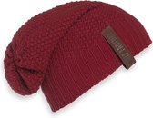 Knit Factory Coco Gebreide Muts Heren & Dames - Sloppy Beanie hat - Bordeaux - Warme rode Wintermuts - Unisex - One Size