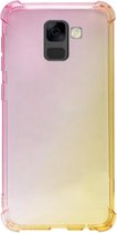 ADEL Siliconen Back Cover Softcase Hoesje Geschikt Voor Samsung Galaxy A8 Plus (2018) - Kleurovergang Geel Roze