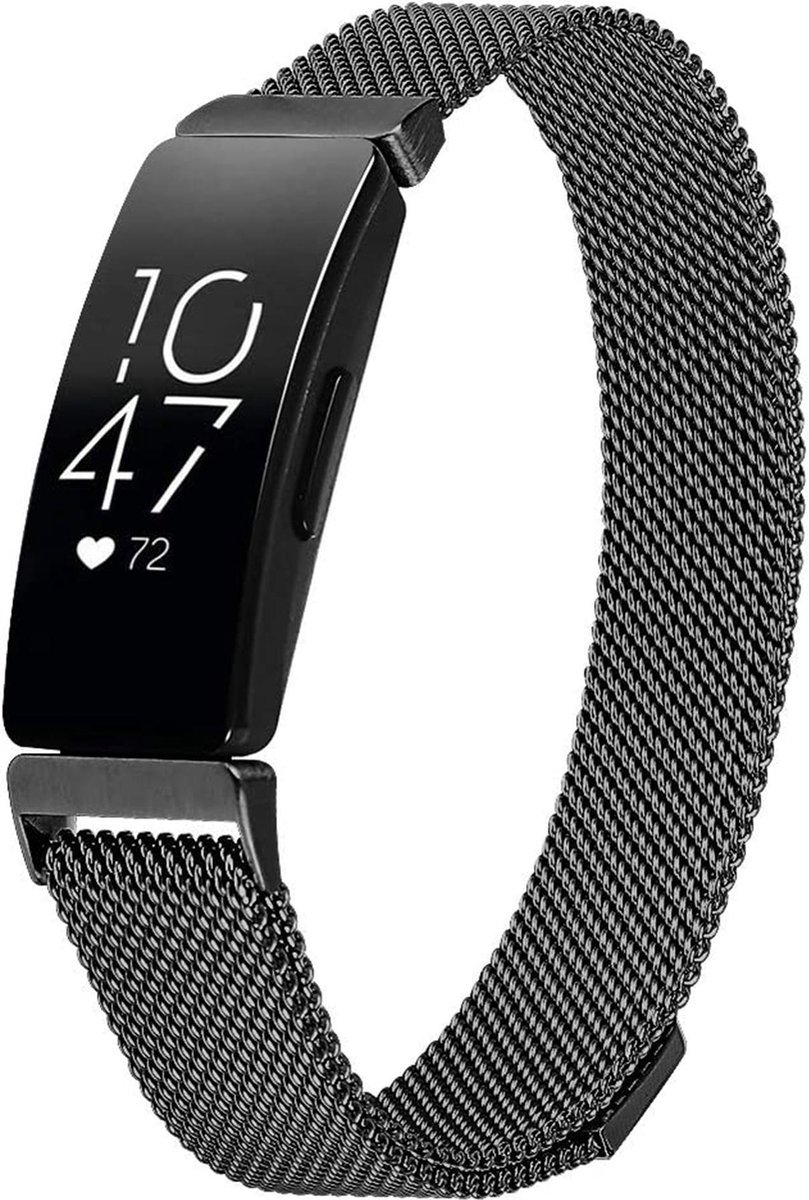 Bandje geschikt voor Fitbit Inspire HR - Zwart Milanese Band
