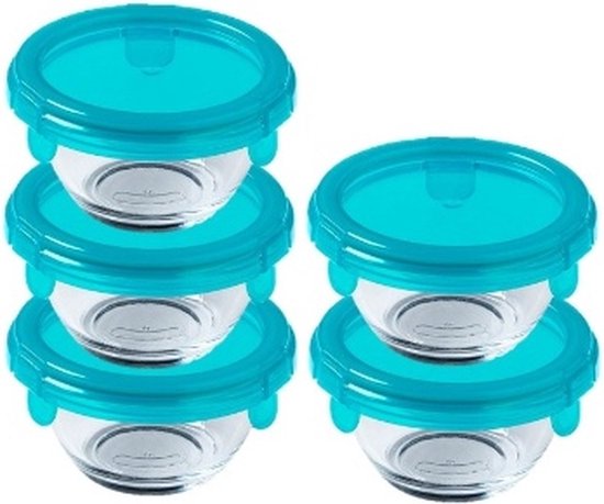 My First Pyrex Baby Voedselcontainer - Set van 5 Stuks - Glas - Blauw - Pyrex