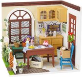set de construction maison de poupée DIY dîner 23 cm bois/textile 3 pièces