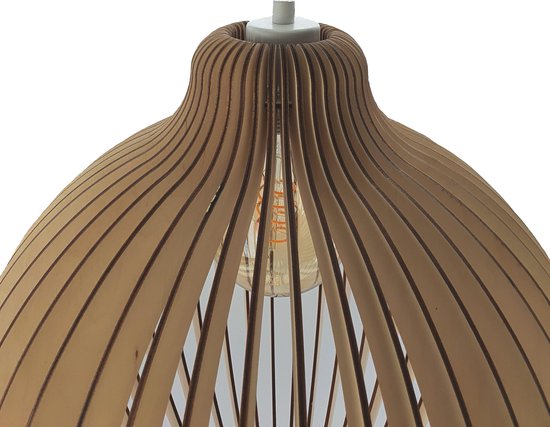 Tree8 Houten hanglamp Scandinavisch design - Ø 40cm - Witte plafondkap -  wit snoer | bol