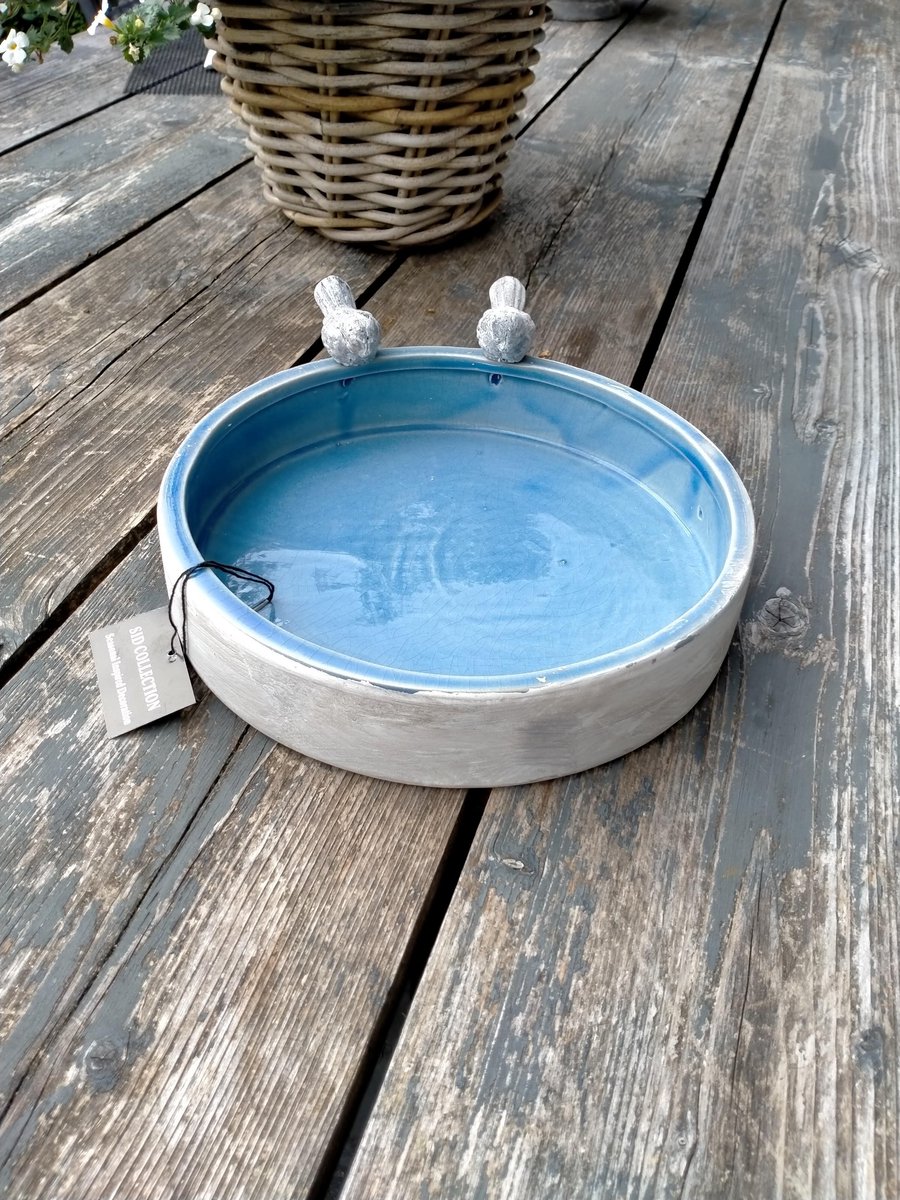 Vogelbadje - 25x9 cm - Kado - Cadeau - Vaderdag - Winter - Zomer - Vogelbadje keramiek - Vogeldrinkb