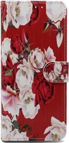 HB Hoesje Geschikt voor Samsung Galaxy M21 met Print - Portemonnee Book Case - Kaarthouder & Magneetlipje - Roses