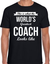 Worlds greatest coach cadeau t-shirt zwart voor heren - verjaardag / bedankje kado shirt voor een coach S