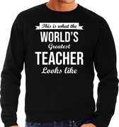 Worlds greatest teacher cadeau sweater zwart voor heren M