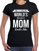 Worlds greatest mom cadeau t-shirt zwart voor dames M