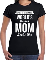 Worlds greatest mom cadeau t-shirt zwart voor dames XS