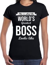 Worlds greatest boss cadeau t-shirt zwart voor dames M