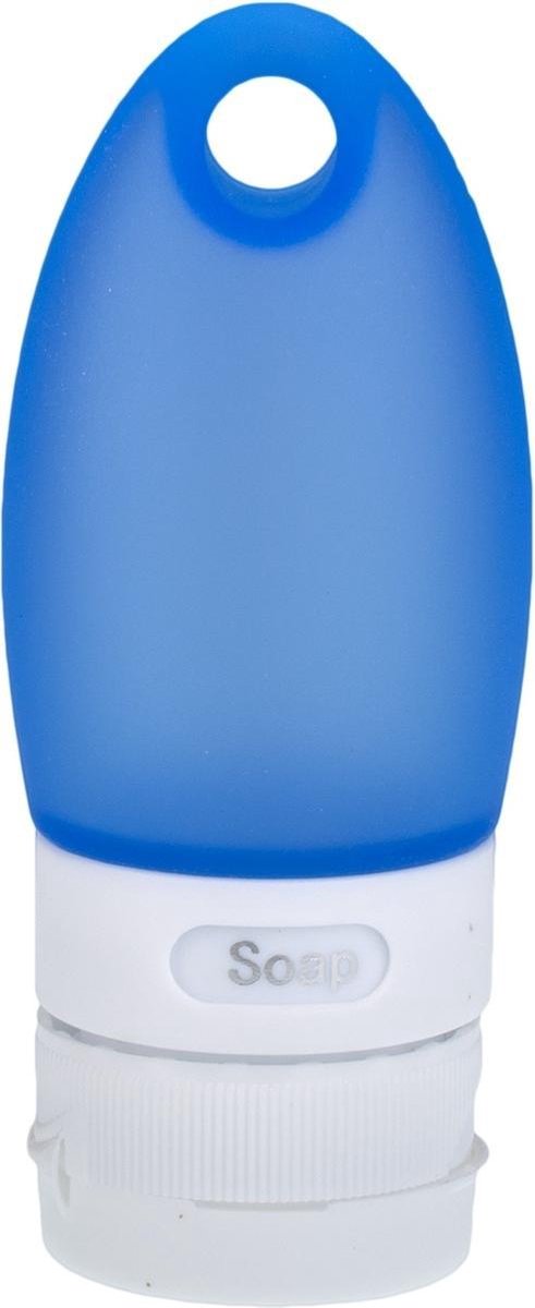 Rubytec Knijpfles Splash - 37 ml - Reisfles voor Handbagage - Siliconen Doseersluiting - Eenvoudig te vullen & te reinigen - No-spil-opening - BPA-vrij - Reisflacon - Navulbaar - ø3,5 cm - Blauw/wit