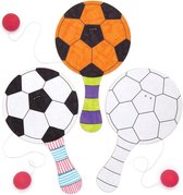 Baker Ross Inkleurbare voetbal bat en bal spelletjes van hout (5 Stuk) Creatieve Knutselset Voor Kinderen