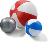 Strandballen set -  3 stuks - 1 grote Rood Wit en 2 kleinere 1 x zilver,  1x  en Blauw Wit Zomer Topper