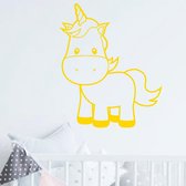 muursticker Unicorn Baby - geel - 60x72cm - woordsticker.com