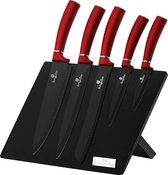 Set de couteaux Berlinger Haus avec support magnétique - 5 couteaux - rouge bourgogne