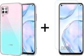 Huawei P40 Lite hoesje siliconen case hoes transparant - 1x Huawei P40 Lite Screenprotector