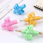 Potlood grip - Penverdikker - Pengrip - Vlinder Roze en Geel - 2 stuks