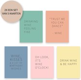Voordeelpack: 10 kaarten met wijn quotes - Happy Wine Cards – Mix