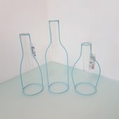 Industriele flesjes met vaasjes blauw Set van 3
